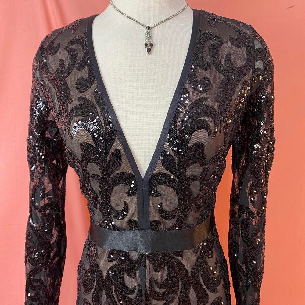 Goddiva Embroidered Sequin Jumpsuit